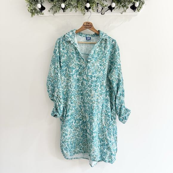 RipSkirt Al Mare Green Blue Floral V Neck Dress Large 1-1500 - Picture 1 of 4